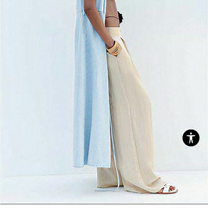 Trousers for ladies wide leg off white cream colour‎